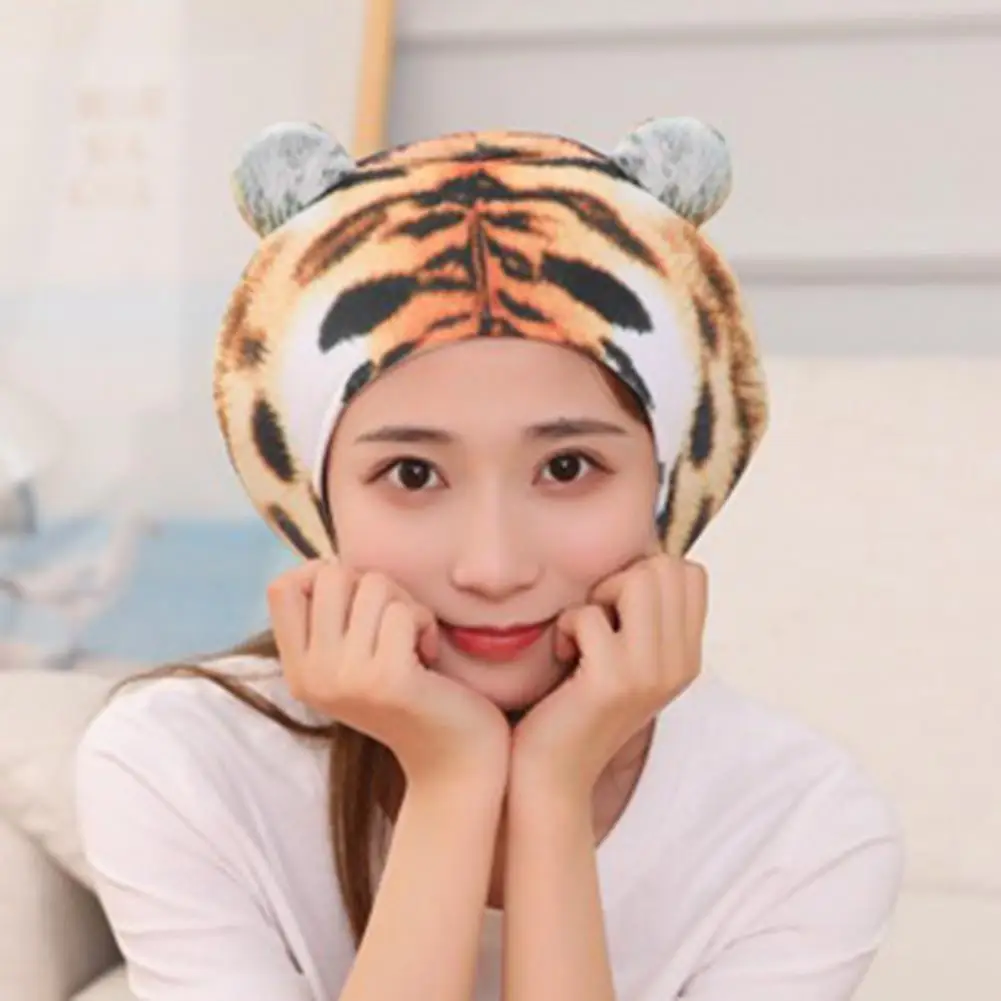 

Plush Cartoon Headwear Plush Headgear Skin-friendly Vibrant Colors Photograph Prop Tiger Soft Plush Headdress Cap for Girl