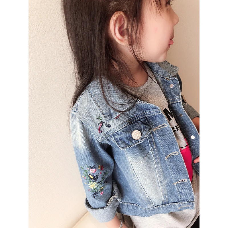 Girls Jackets Embroidery Printing Denim Jacket Coat For Kids Leisure Coats Child Clothes | Детская одежда и обувь