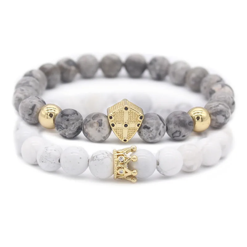 Poshfeel 2 шт Корона/браслеты с крестообразной подвеской и браслеты 8 мм браслет из