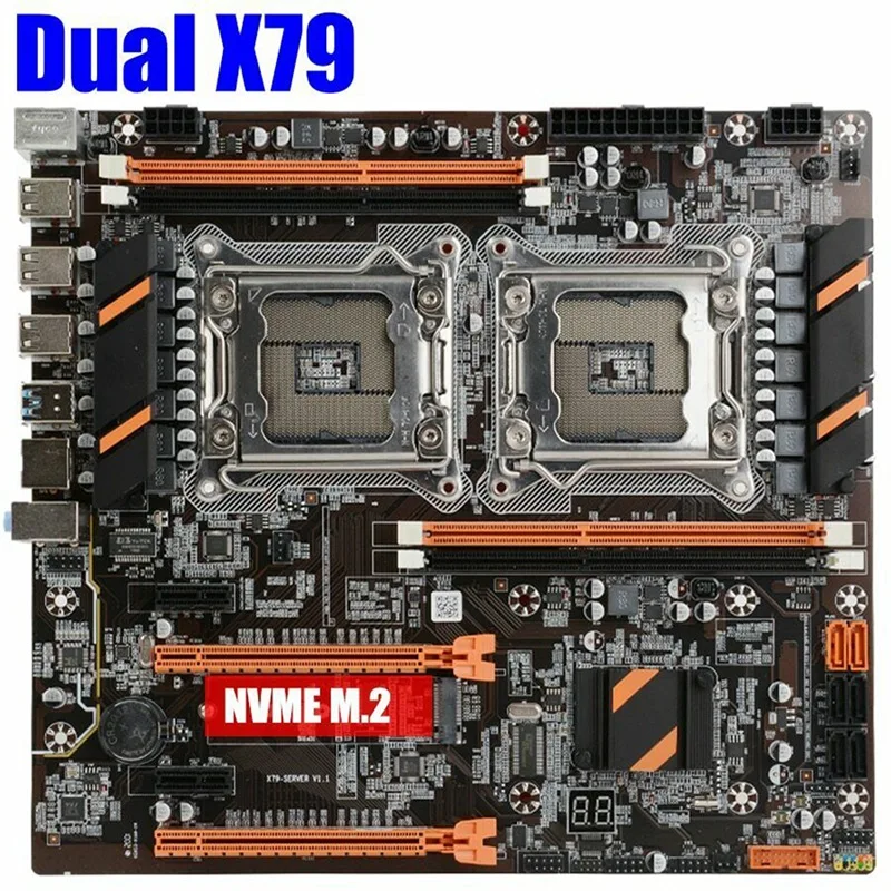 NEW-X79 материнская плата с двумя слотами ЦП LGA2011 основная USB3.0 PCI-E 3 0 16X NVME M.2 SSD