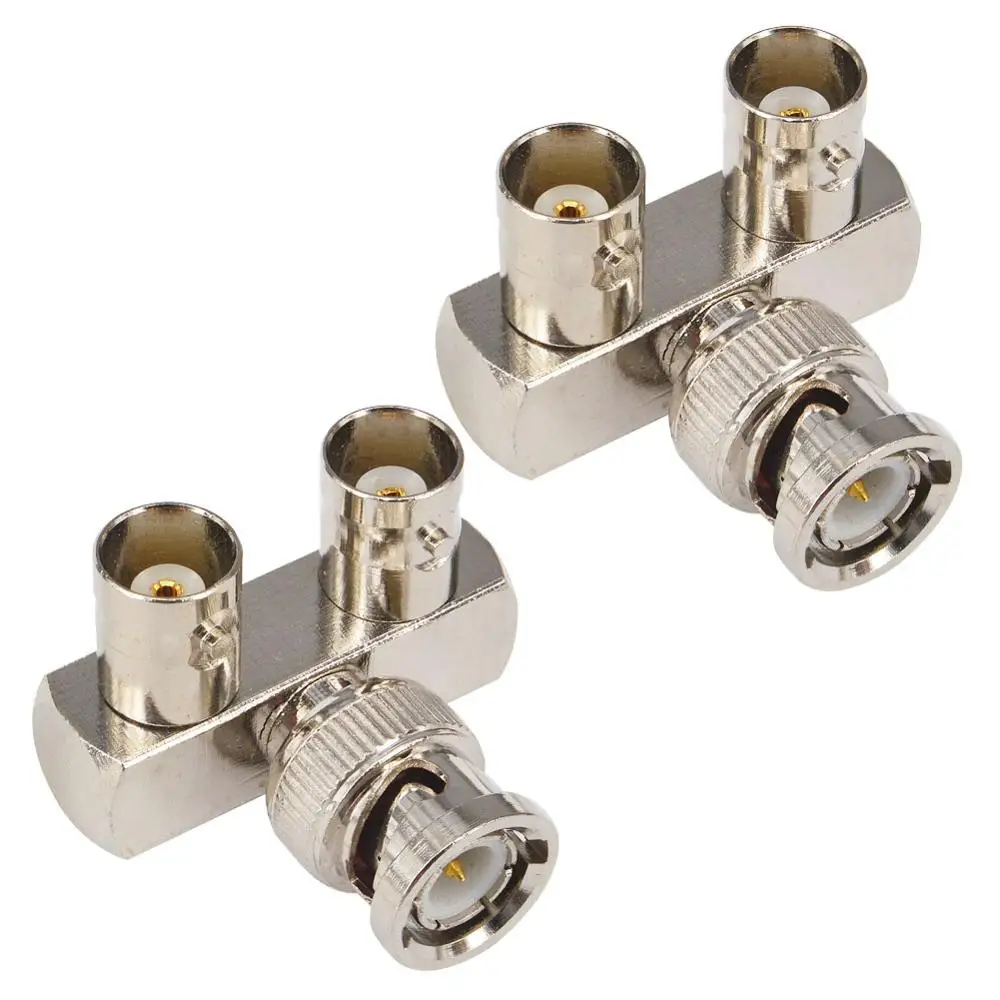 10 Pieces BNC Male to Dual Female Right Angle Adapter 3 Way Splitter Jack Connector Coaxial Surveillance Equipment | Обустройство