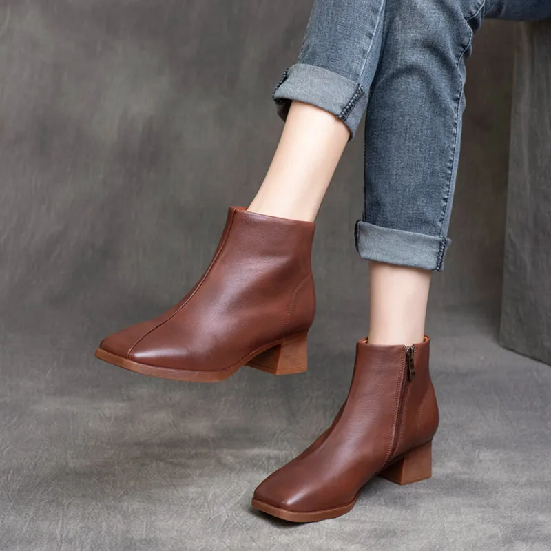 

Fashion Boots Women Leather Flat Woman Shoes Style Fashion Party Platform Boots Flat Casual Footwear