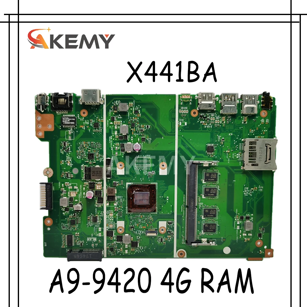 Akemy для ASUS X441BA Laotop материнская плата X441B 90NB0I00 R00031 с A9 9420 CPU 4G RAM|Материнские платы