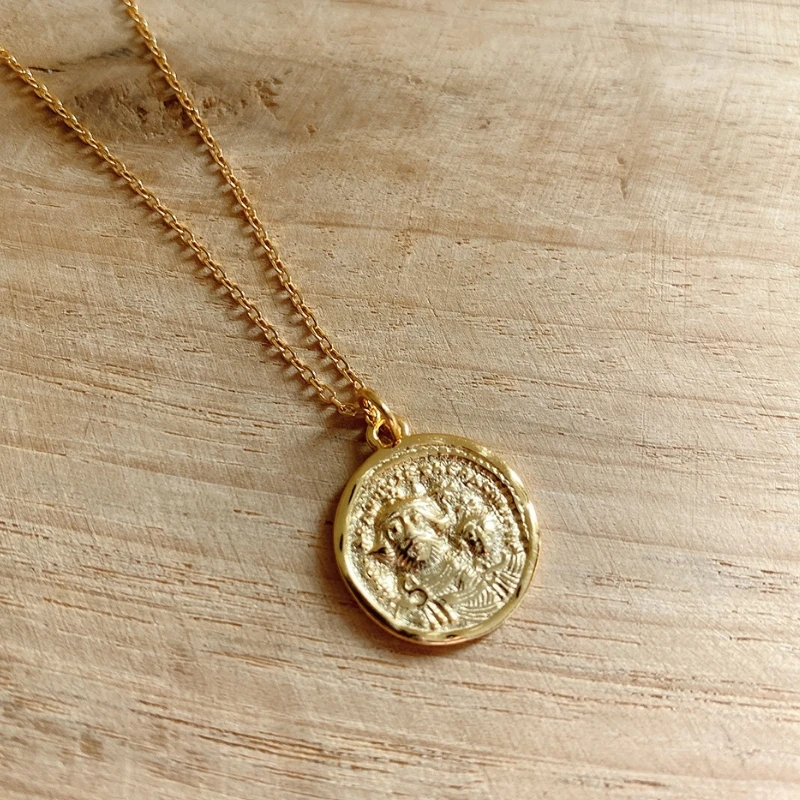 

Prince&King Coin Necklace 925 Silver Choker Kolye Gold Pendant Charm Vintage Boho Bijoux Femme Collier Necklace Women Jewelry
