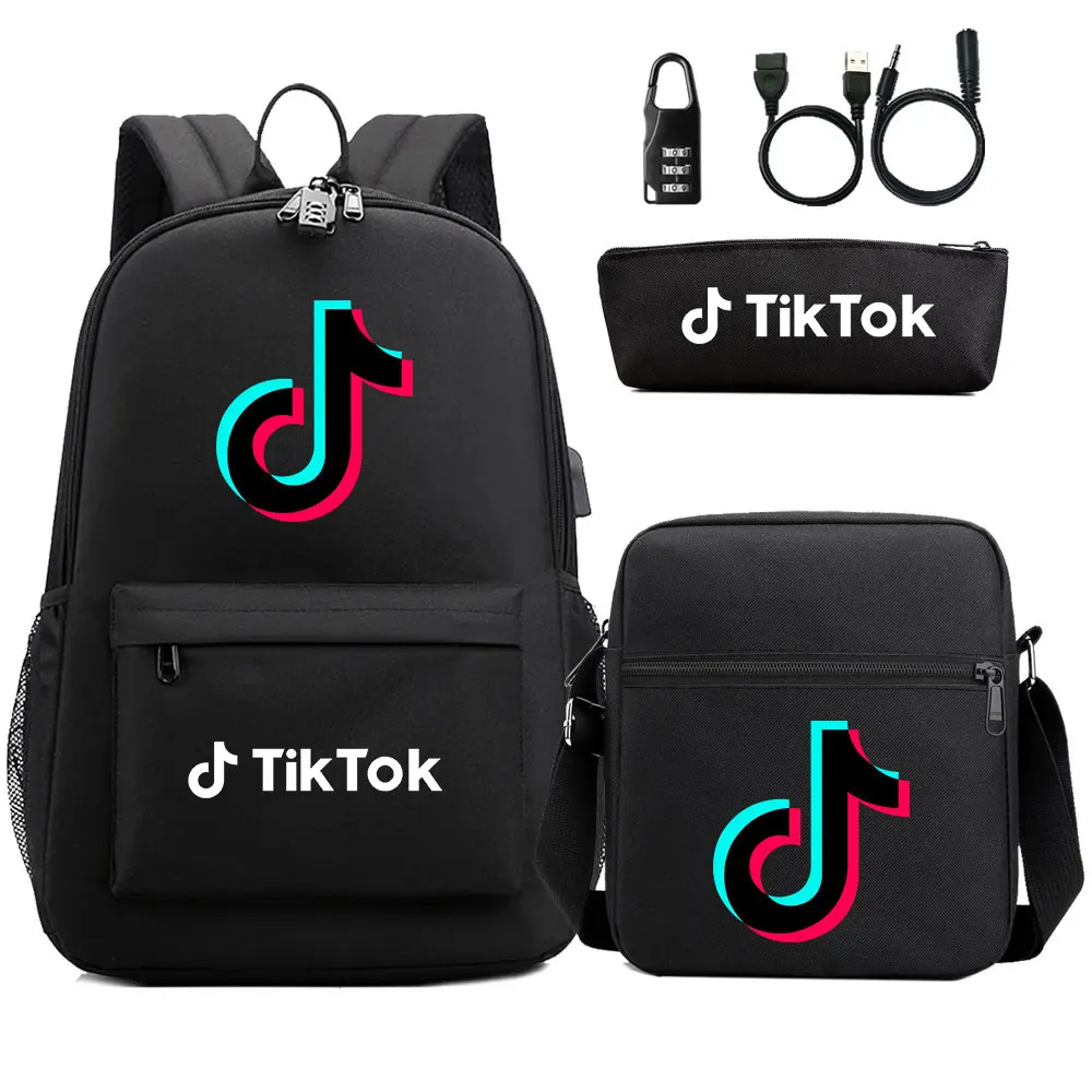 TIK TOK USB Мужской Рюкзаки школьные рюкзаки для девочек и мальчиков на одно плечо