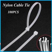 100pcs white plastic reusable cable ties 58series nylon self locking plastic zip wraps strap nylon cable tie set organizer