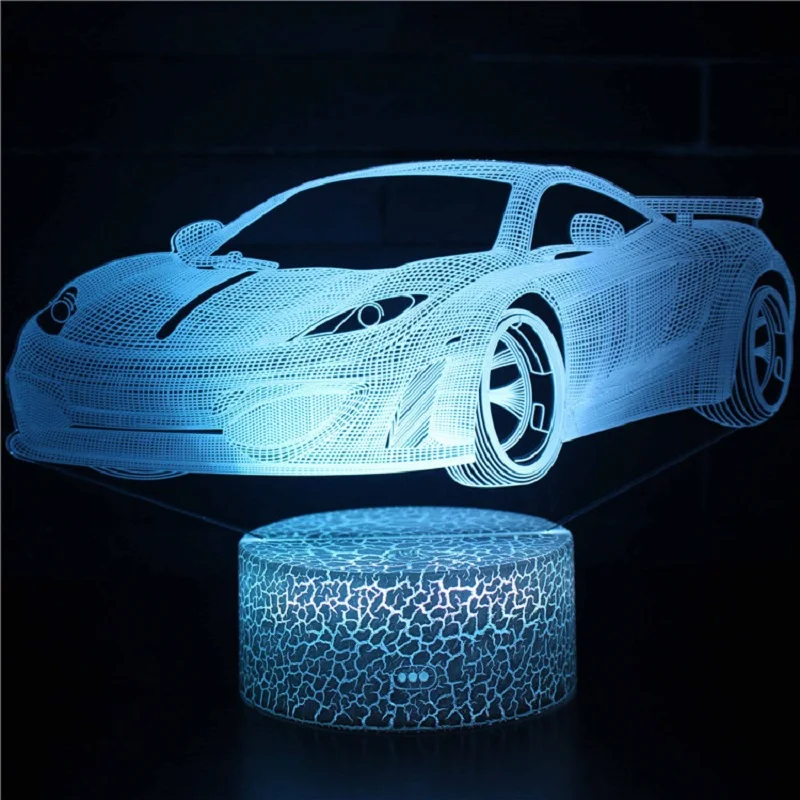 Спортивный автомобиль 3d светодиодный ночной Светильник СВЕТОДИОДНЫЙ меняющий