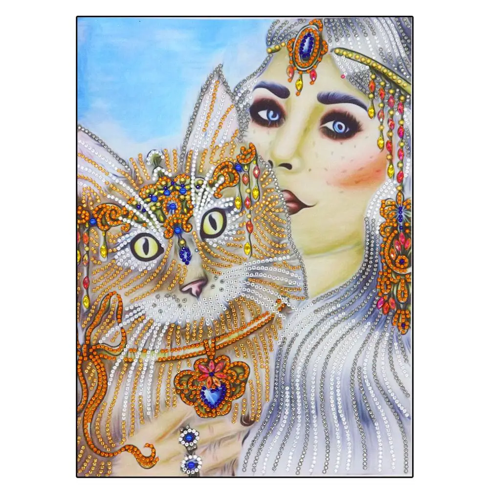 

5D Animal Diamond Embroidery Beauty Cat Character DIY Cross Stitch Diamond Embroidery Mosaic Decoration Home Christmas Gift