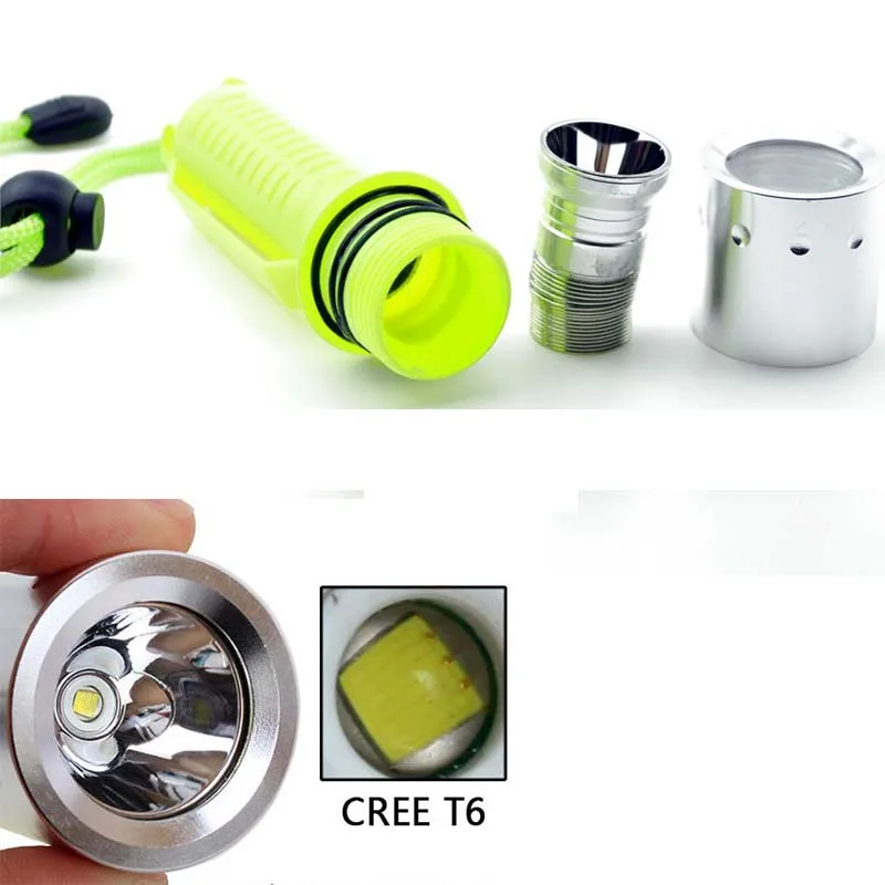 Светодиодный фонарик XM-L T6 для дайвинга водонепроницаемый фонарь с аквалангом
