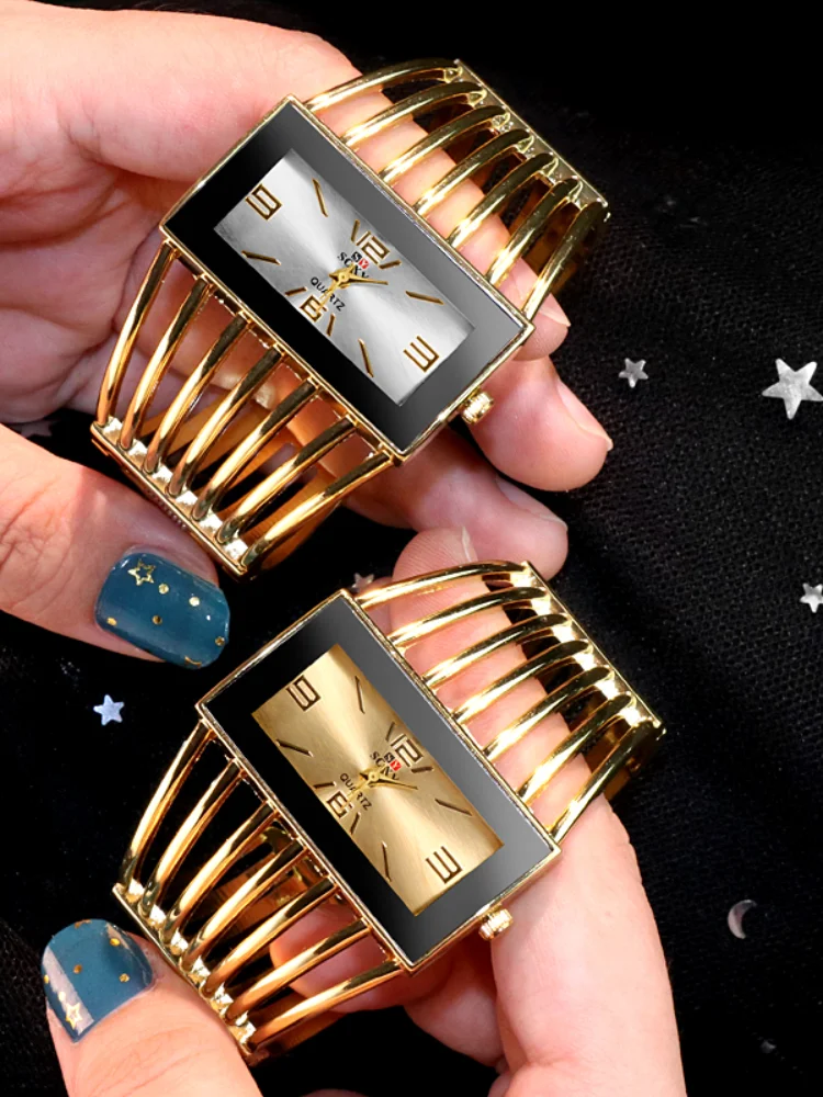 Модные женские часы-браслет трендовые Универсальные с квадратным циферблатом |