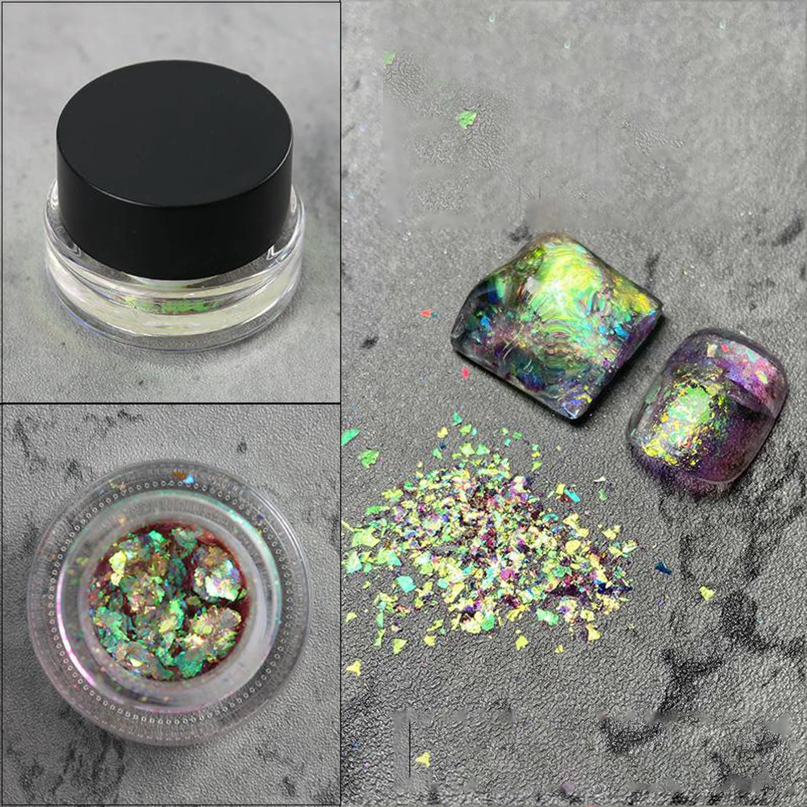 

Crystal Fire Opal Star Aurora Nail Art Cloud Brocade Flakes Chrome Powder Edelweiss Glitter Powder for Eyeshadow DIY Manicure