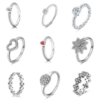 925 sterling silver ring charms clear cz crystal heart round shape diy red finger ring for women wedding party jewelry