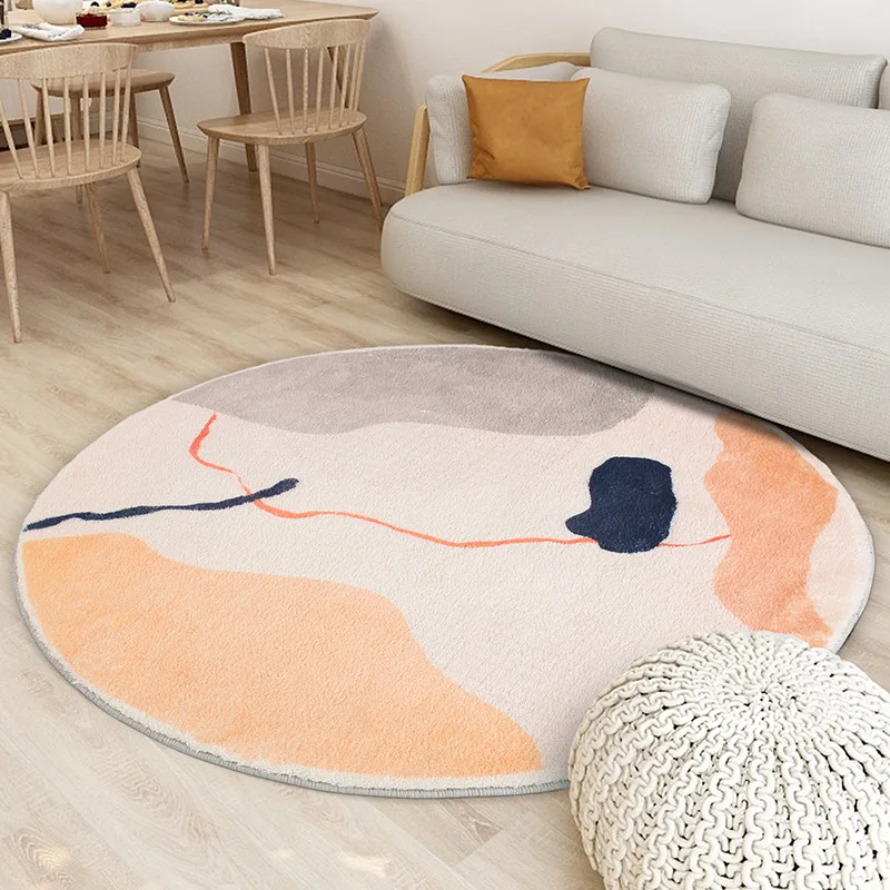 

Home Decor Fluffy Round Carpet Nordic Soft Sofa Coffee Table Rug Computer Chair Floor Mat Mordern Brief Entrance/Hallway Doormat