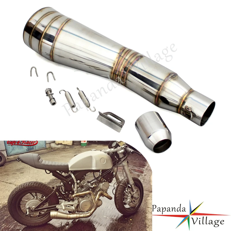 Universal Chrome Stainless Steel Exhaust Muffler Pipe Silencer Slip On For Cafe Racer Scooter Racing Motorcycle Street Bike