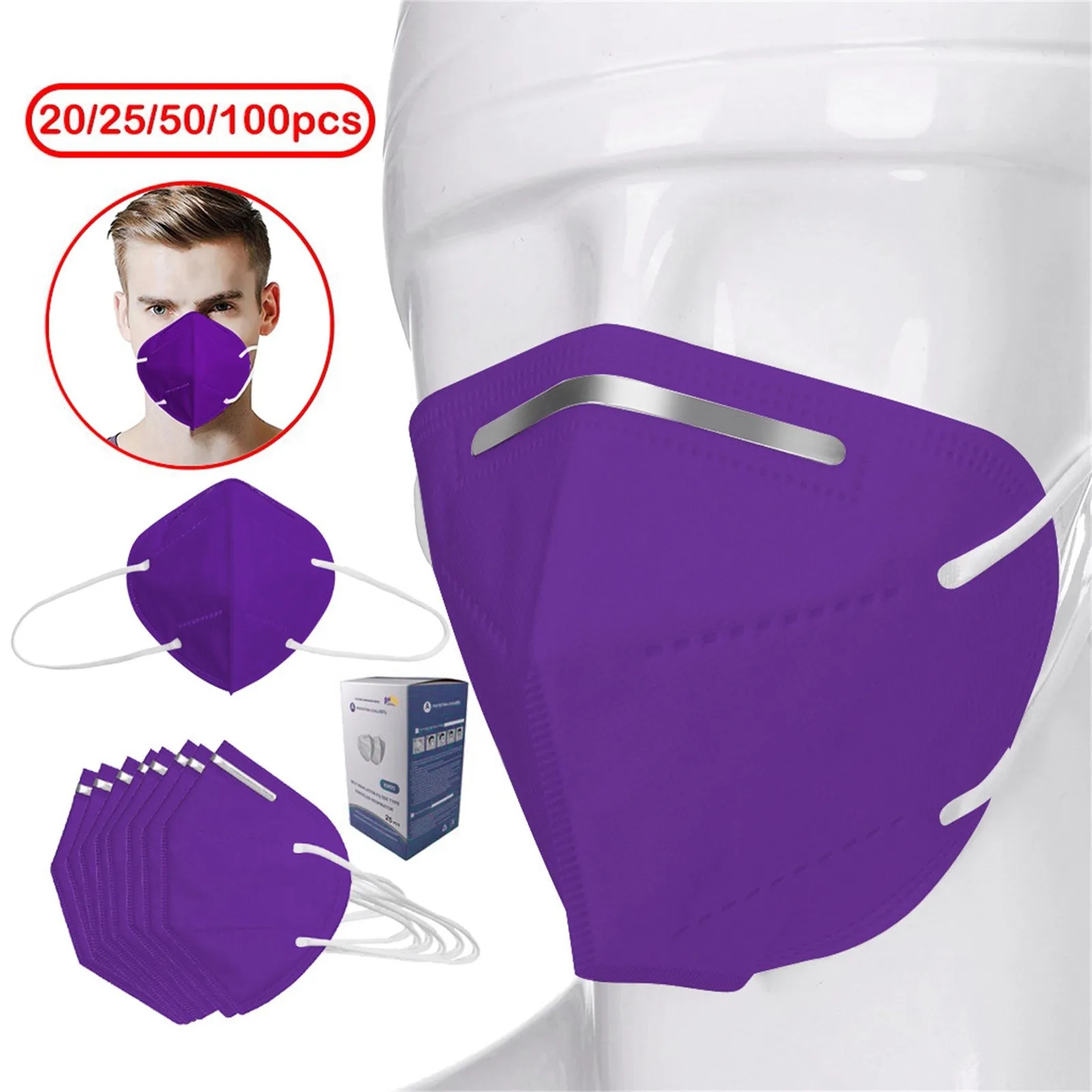 

20-100pc Face Mask 5-layer High-density Mask Pm2.5 Wind And Mist Pollution Protection Filter Mouth Caps Disposable Mascarillas