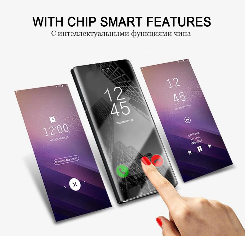 Lamorniea Smart Chip Touch флип-чехол с подставкой для samsung Galaxy Note 9 8 5 S9 Plus S8 S7 Edge S6 Edge S8 S9 Plus Прозрачный чехол для просмотра