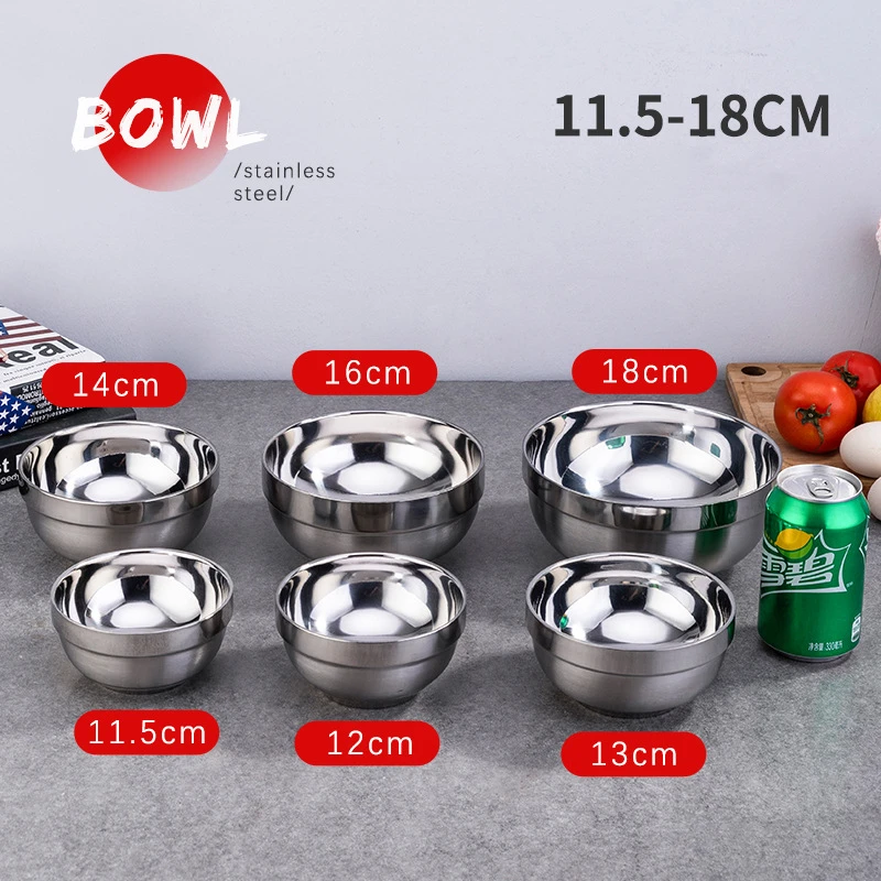 Двухслойная изоляционная миска из нержавеющей стали для риса каши супа соус