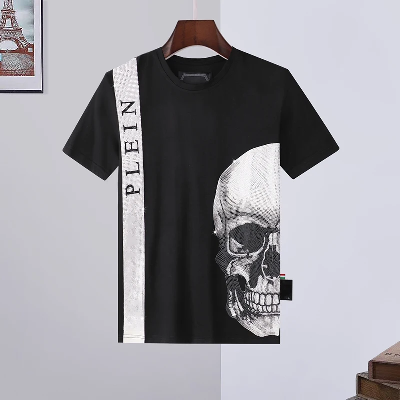 

2022SS short-sleeved T-shirt men's pp creative half skull hot drilling trend plein Italian fashion top spring and summer