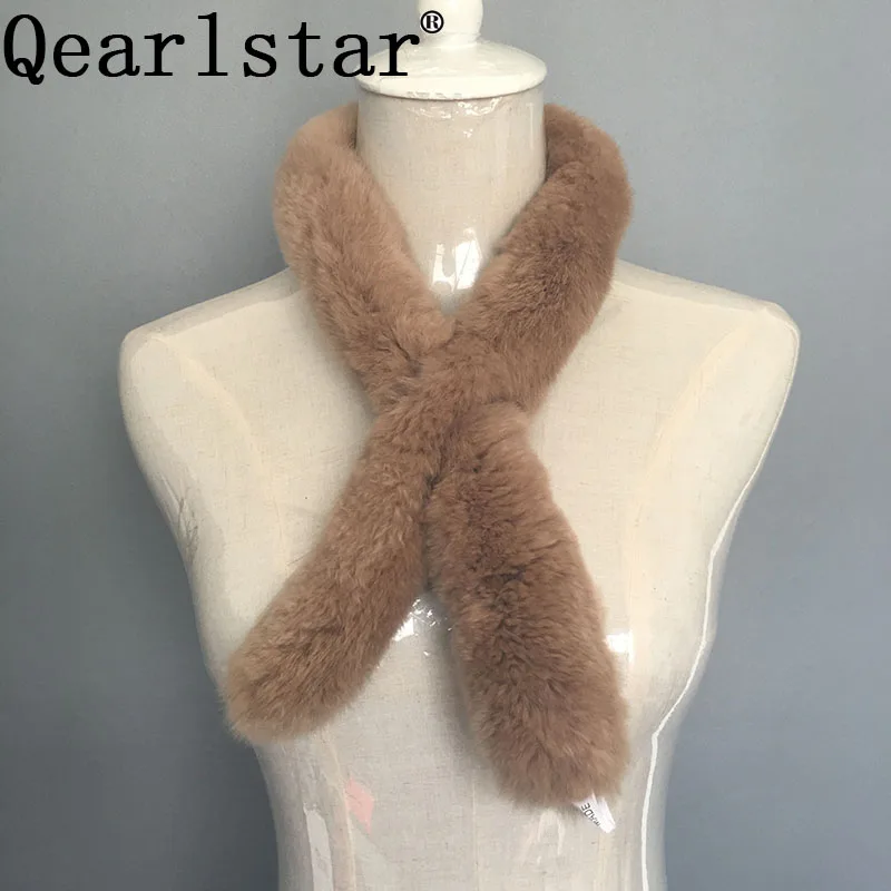 Qearlstar женский шарф из натурального меха теплый мех кролика Рекс зимний роскошный