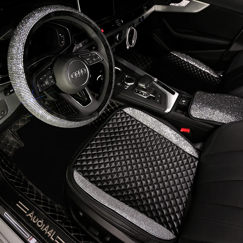 Summer Car Seat Cover Diamond Auto Interior Seat Cushion Accessories Women Universal Size Winter Seats Covers Car Styling Summer Car Seat Cover Diamond Auto Interior Seat Cushion Accessories Women Universal Size Winter Seats Covers Car Styling