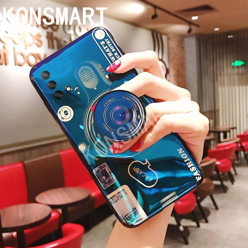 

KONSMART Case For OPPO A74 4G 6.43" Retro 3D Camera Phone Case For Oppo A74 5G 6.5" Cartoon Silicone Soft Cover With Holder