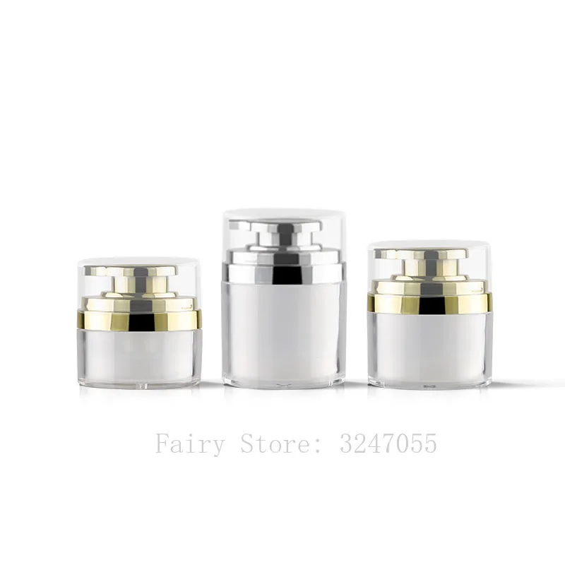 

10pcs Airless Gold/Silver Elegant Empty Lotion Pump Bottle,Vacuum Emulsion Container,30g50g70g Portable Acrylic Cosmetic Package