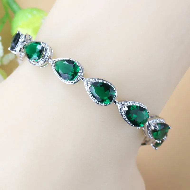 

10-Color Health Fashion Jewelry AAA+ Cubic Zirconia 925 Mark Green Female Bracelet Bangle For Women Trendy Accessories