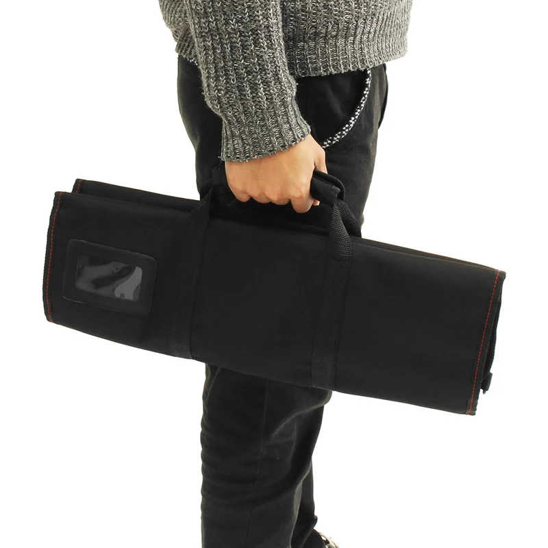 

Chef Knife Bag Roll Bag 12 Pocket Black Kitchen Cooking Accessories Pack Fit for Longer Knife Carry Case Portable Chef Roll Bag