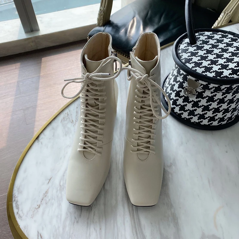 

Женские ботинки, женская обувь, женские ботильоны на толстом каблуке, женская обувь на высоком каблуке с перекрестной шнуровкой, ботинки че...