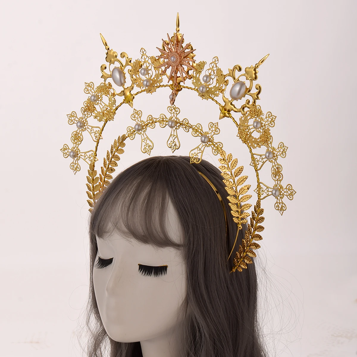 

Gold Halo Goddess Headpiece Vintage Lolita Headdress Headband Hair Accessory