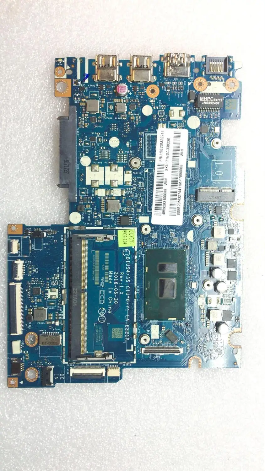 

KEFUBIUS4/S5 CIUY0/Y1 LA-E221P For Lenovo YOGA 510-14IKB FLEX4-1480 Notebook Motherboard CPU I3 7100U DDR4 100% Test Work