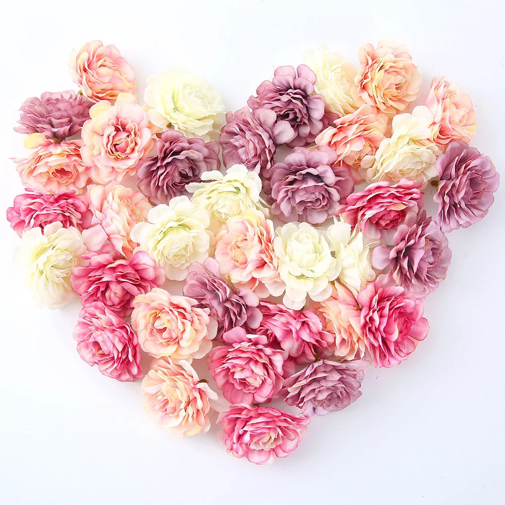 

Artificial Flowers 5CM Silk Rose Head Wedding Sina Hand Bouquet Party Home Garden DIY Decor Christmas Gift Wreath Scrapbooking