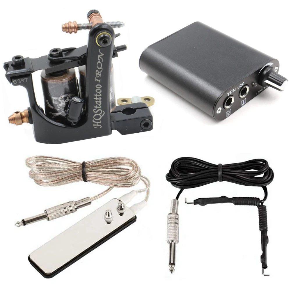 

Набор для тату-машинки PEPAX, 10 катушек, блок питания для тату, педаль, зажим, шнур, набор для тату