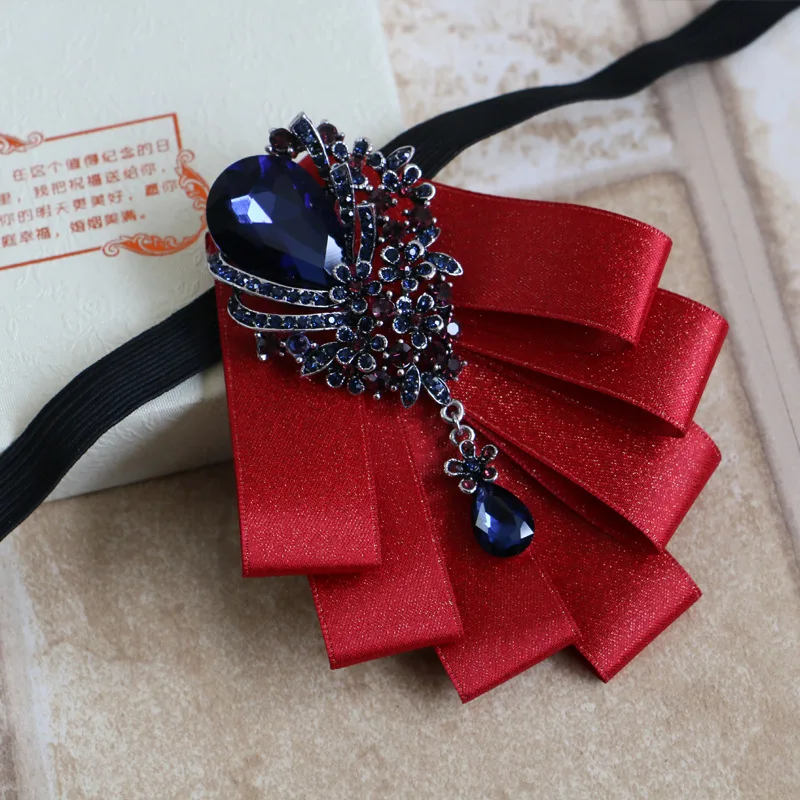 Я-Remiel высокое Класс ткань стразы брошь для галстука-бабочки приколотым цветком