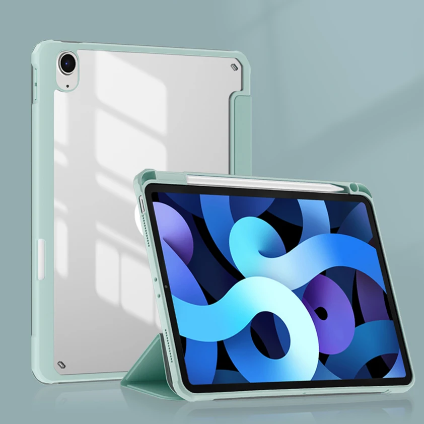 

Прозрачный чехол для iPad Air 4 2020, чехол для iPad 8 поколения 8, чехол 10,2 Pro 11 2021, прозрачный чехол с держателем для карандаша