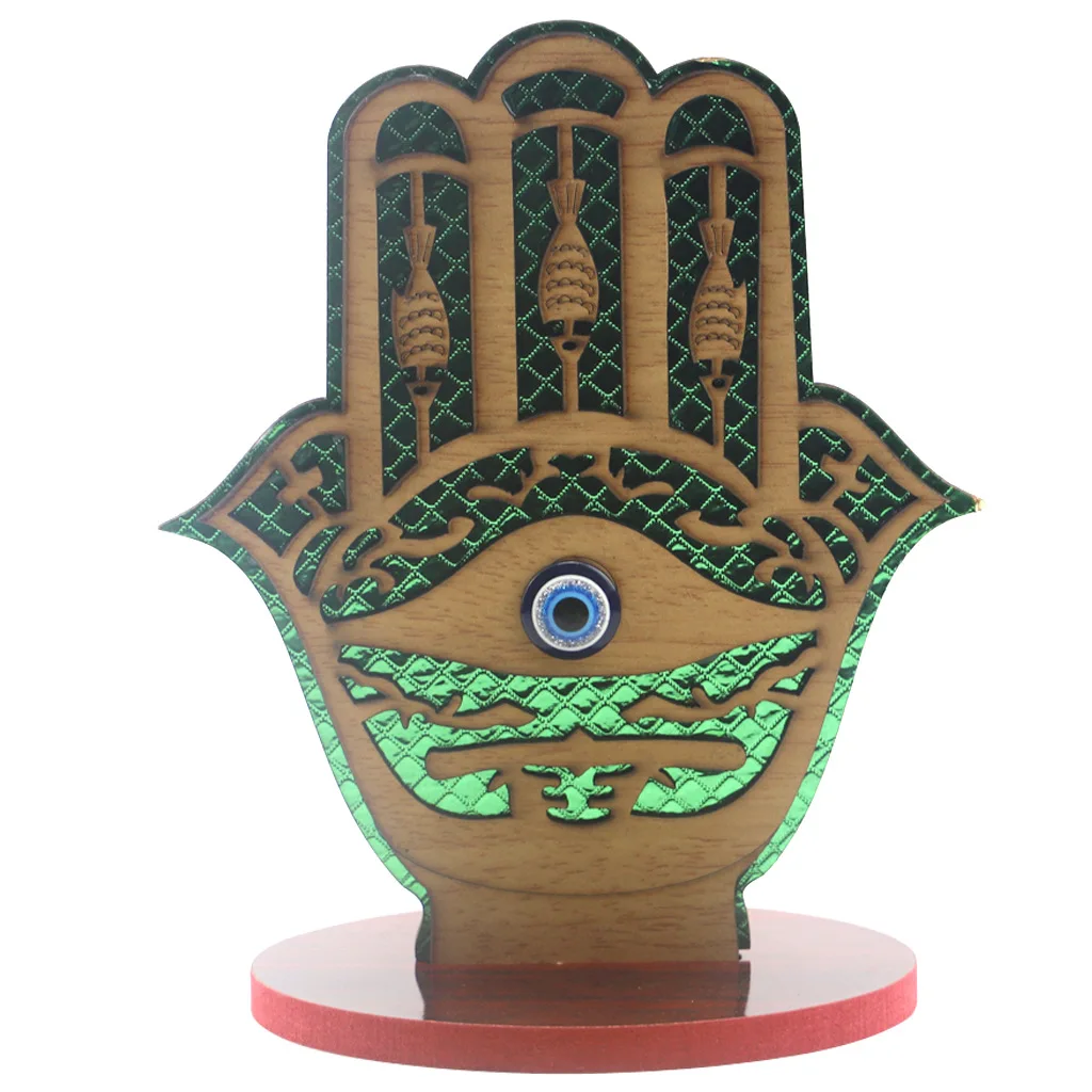 

1pc Wooden Crafts Ornaments Creative Gurban Eid Mubarak Ramadan Palm-shaped Home Muslim Desktop Decoration Wood Products