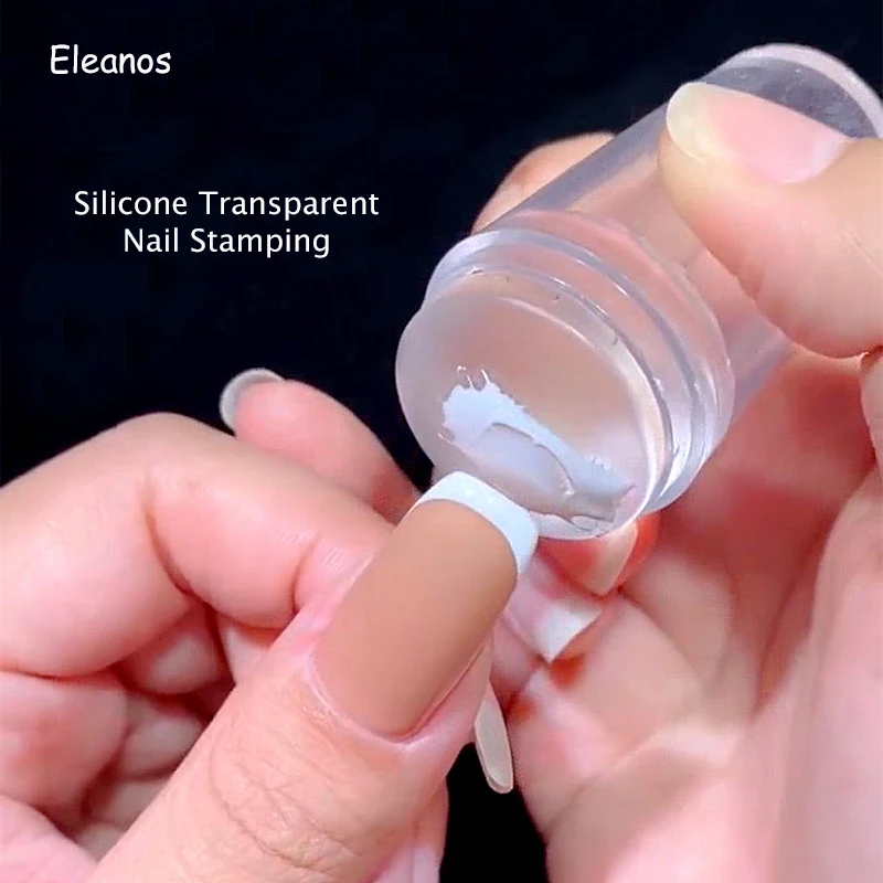 

Eleanos Silicone French Style Nail Art Stamping For Manicure Transparent Stamp Polish Stencil Template Seal Stamper Scraper