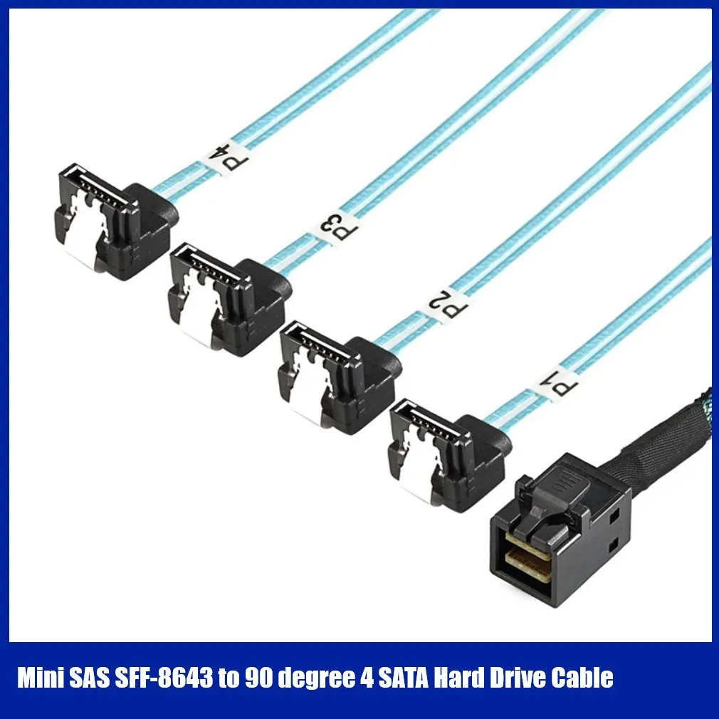 

Internal 12G HD Mini SAS SFF-8643 to 4 x SATA 90°Cable Hard Drive Cable,HD Mini SAS Host/Controller to 4 SATA Target/Backplane