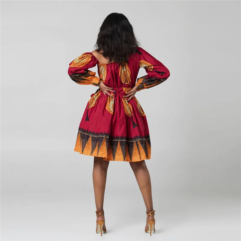 african wear for women Vintage African Dashiki Print Dresses Women 2022 Summer Sexy Shoulder Off African Dress Evening Party African Clothes for Women african attire