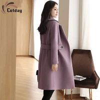 cotday loose casual woolen coat womens middle long style 2021 fashion winter new women clothing korean version thickened coats
