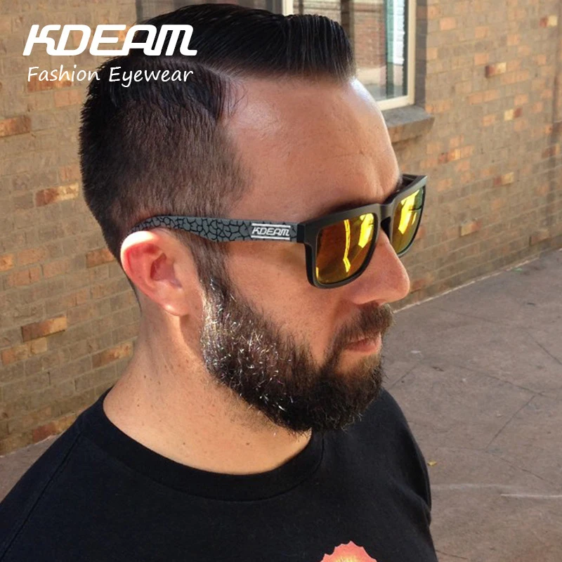 

KDEAM Men Vintage Square Polarized Sunglasses Outdoor Travel Anti-UV Summer Sun Glasses Mirror Shades Male Driving Eyewear Men