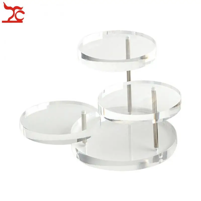 Круглая 3-слойная акриловая подставка для ювелирных изделий вращающаяся