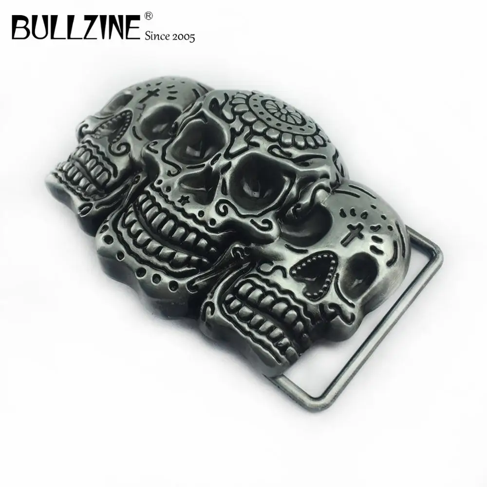 Оптовая продажа пряжка для ремня Bullzine из цинкового сплава с черепом и оловянной