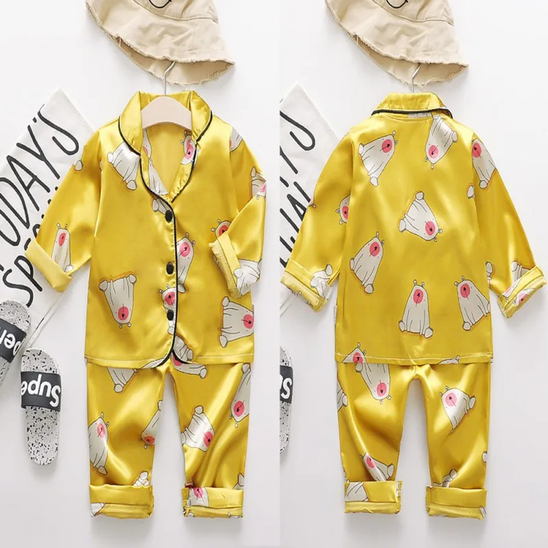 

Cute Baby Pajamas Set Girl Winter Baby Kids Girls Boys Long Sleeve Cartoon Animal Blouse+Pants Pajamas Sleepwear Set n
