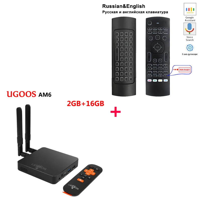 2G16G add RU mic UGOOS AM6 4K Smart tv Box Amlogic S922X 2 Гб DDR4 16 ГБ Android 9,0 ТВ-приставка 4 ГБ 32 ГБ 1000 Мбит/с BT5.0 2,4G 5G wifi медиаплеер - Цвет: 2G16G add RU mic