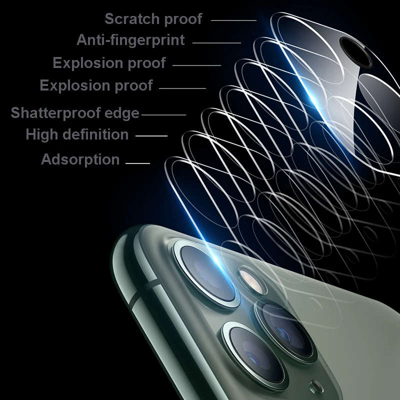 Защитное стекло для объектива камеры iPhone 11 Pro Max Xs XR 6 6S 7 8 Plus закаленное 9D на весь