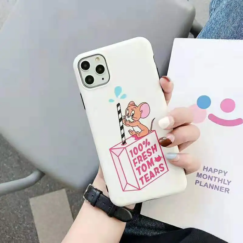 Cute Cherry Jerry Mouse Scrub soft Silicone case for iphone 11 Pro Max XS XR X 6 6s 7 8 Plus Funny Fresh Milk Phone back cover |