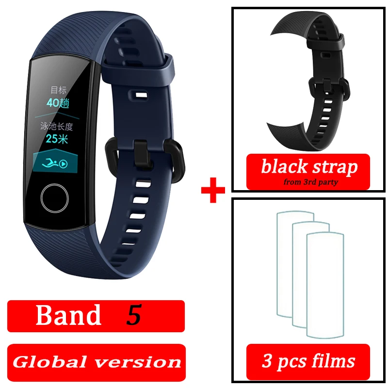 blue GL band5 black Honor Band 4 band 5 умный Браслет 50 м водонепроницаемый цветной сенсорный экран пульсометр сна оснастка умный Браслет - Цвет: blue GL band5 black