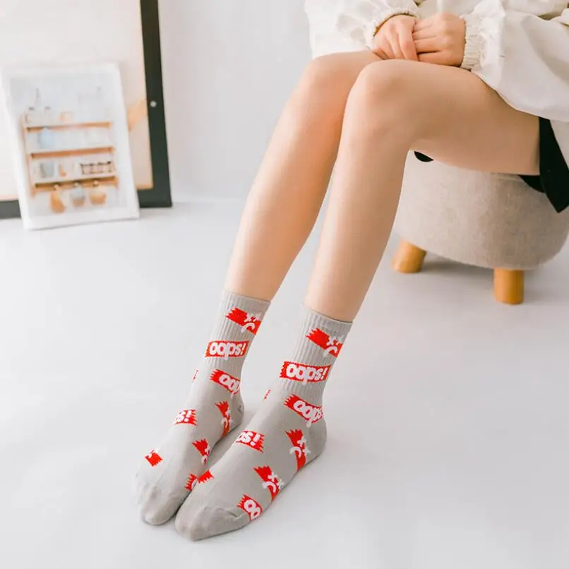 Hip Hop Ladies Students Letter Crew Sock Girls Print Cotton Socks Woman Summer Winter Soft Letters Embroidered Ankle Socks