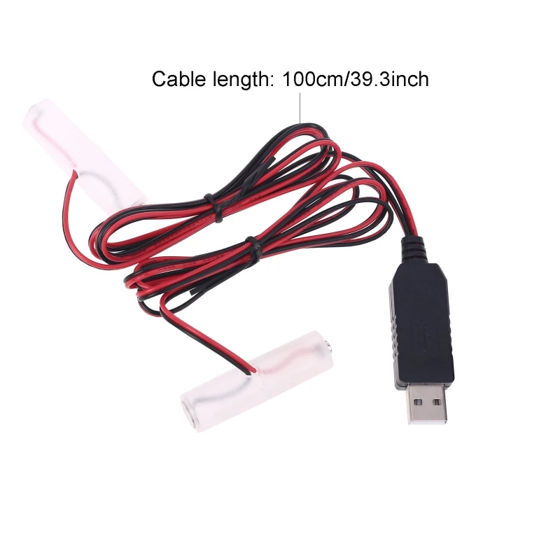 1 м Тип USB C двойной LR6 AA Батарея Элиминатор Питание кабель для Светодиодный